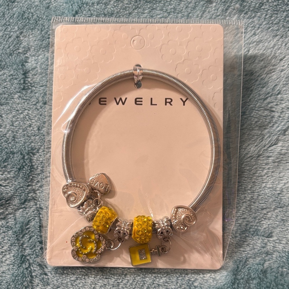 Silver and Yellow Charm Bracelet